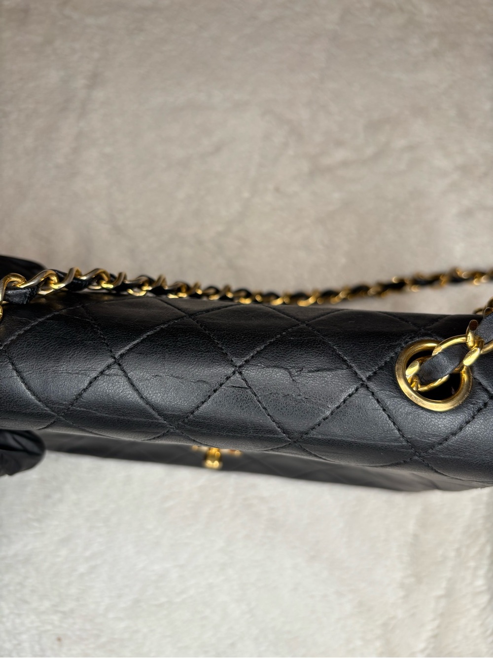 CHANEL Vintage Mini Matelasse Black Quilted Leather Shoulder Bag with Gold Chain - Picture 7 of 16